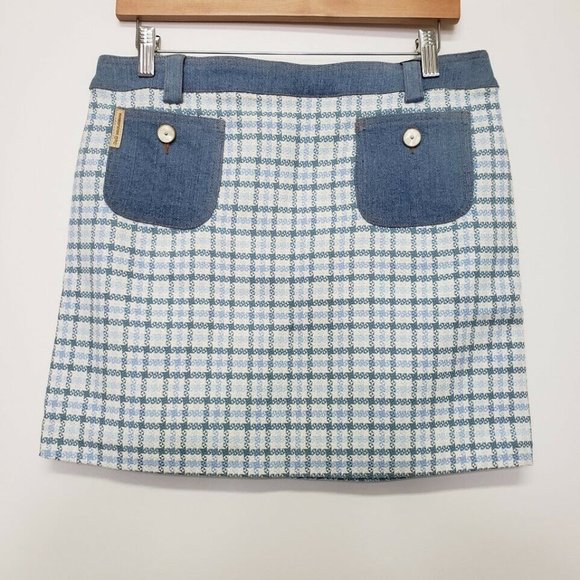 Dolce&Gabbana Tweed Skirt with Denim Pockets-Blue - Picture 1 of 8